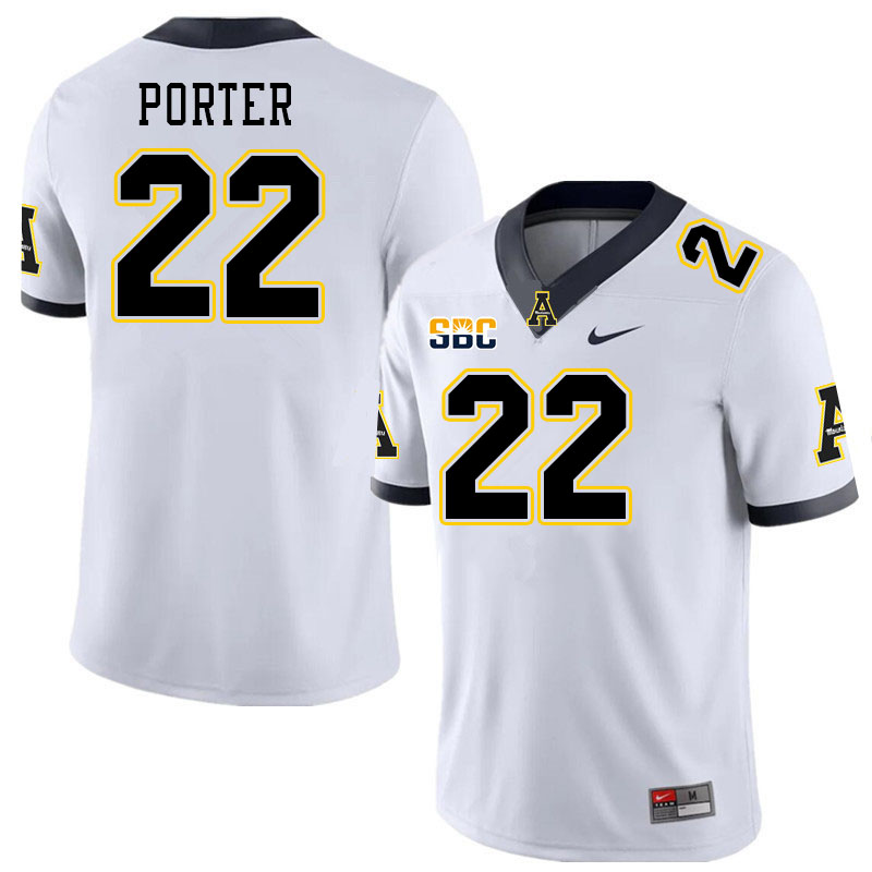 Men #22 DJ Porter Appalachian State Mountaineers College Football Jerseys Stitched Sale-White - Click Image to Close